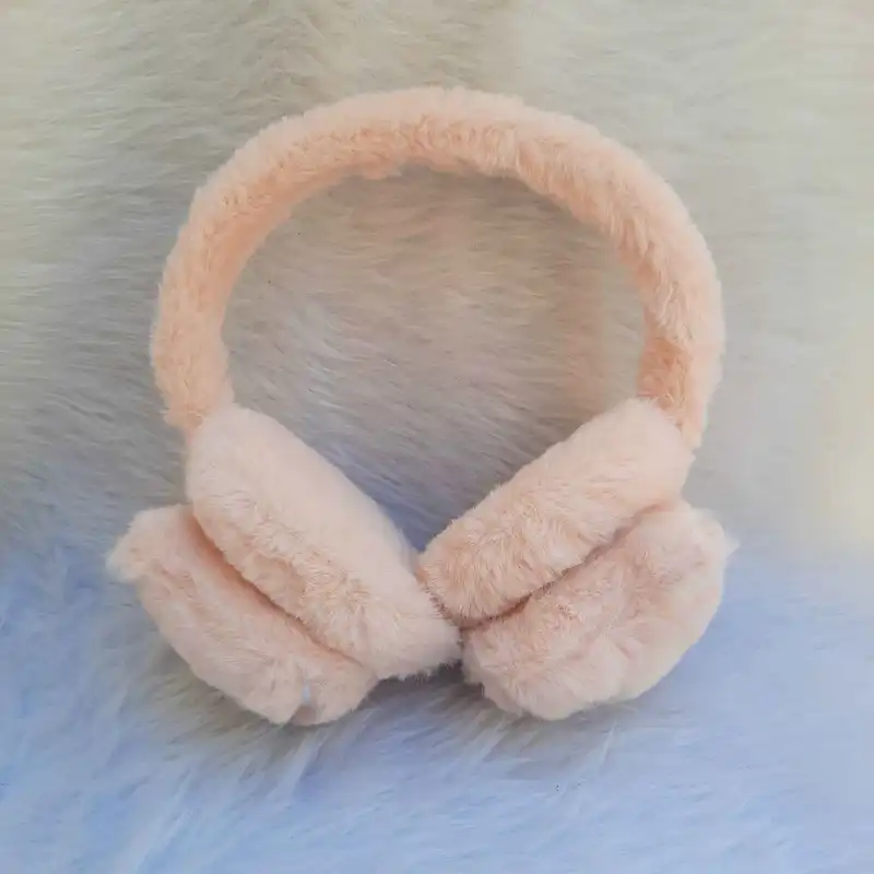 گوش گیر زمستانی بچگانه مدل هدفونی طرح گربه رنگ کرم نسکافه ای