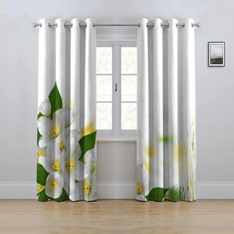 پرده مدل پانچی طرح گل سایز 280x145 سانتی متر