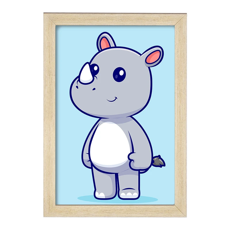 تابلو خندالو مدل حیوانات بامزه کرگدن کد 29705