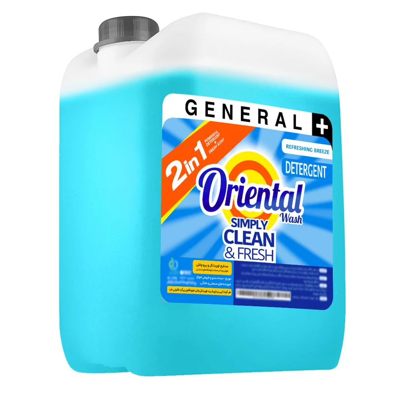 مایع لباسشویی ماشینی آبی اورینتال مدل GENERAL PLUS مناسب برای همه لباس ها حجم 10000 میلی لیتر