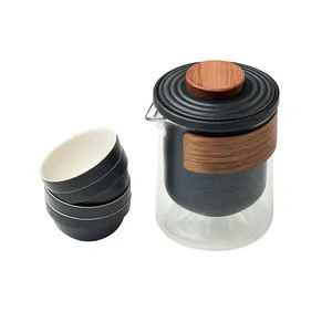 ست قوری و فنجان مدل کیف دار گنجایش قوری 0.325 لیتر مجموعه 5 عددی