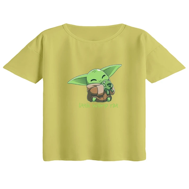 کراپ تی‌شرت آستین کوتاه زنانه مدل بیبی یودا کد۶