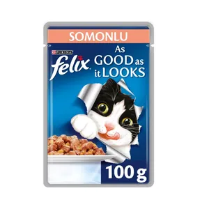 غذای مرطوب گربه بالغ فلیکس مدل Adult-Salmon وزن 100 گرم
