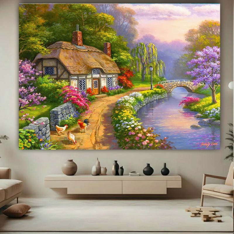 پوستر طرح مخمل کلبه روستایی کد FP105626