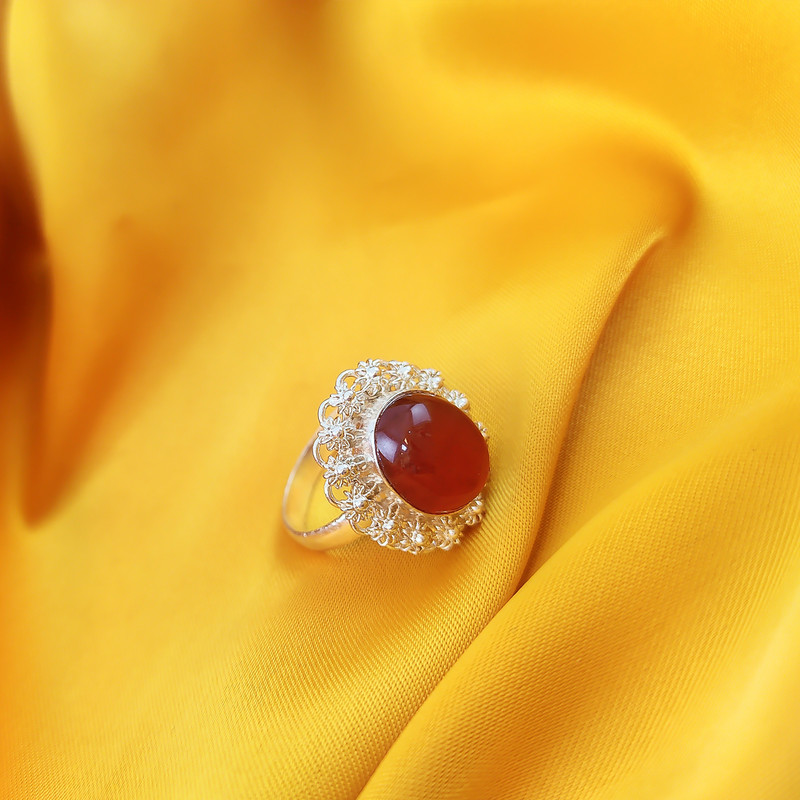 سرویس نقره زنانه مدل عقیق سرخ کد NG2657