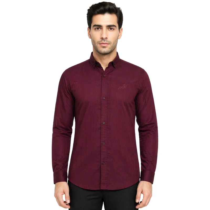 پیراهن آستین بلند یقه برگردان با تنخور معمولی (regular fit) مردانه مدل 5682-52