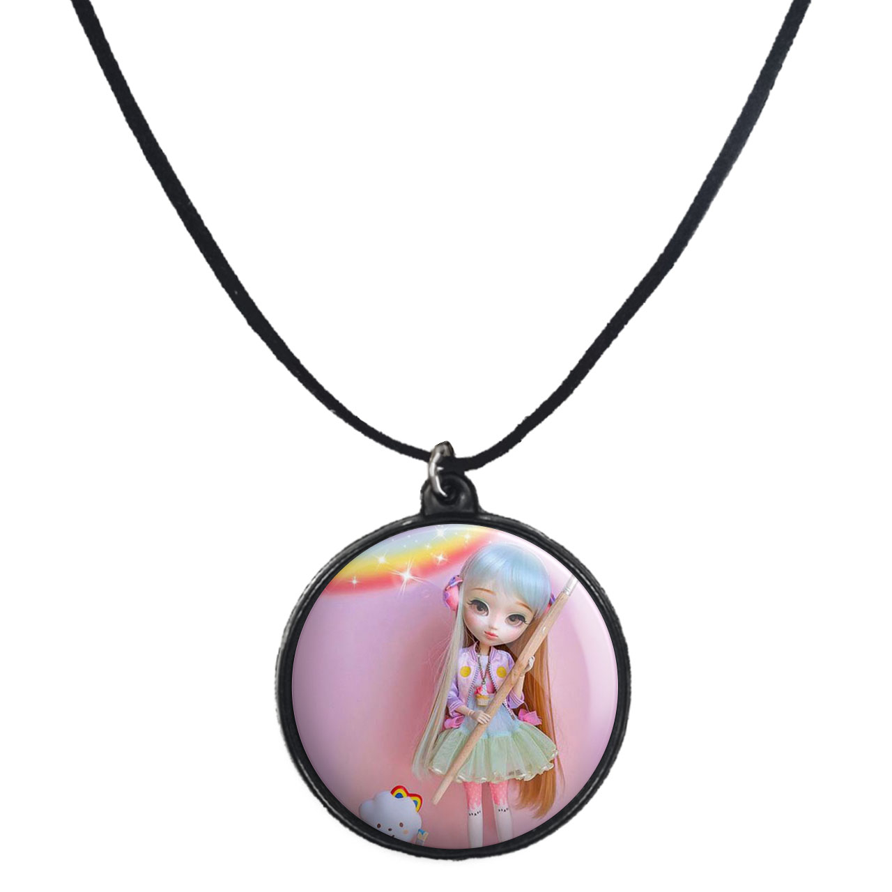 گردنبند پرمانه طرح عروسک زیبا کد pmb.2435 مدل دو طرفه