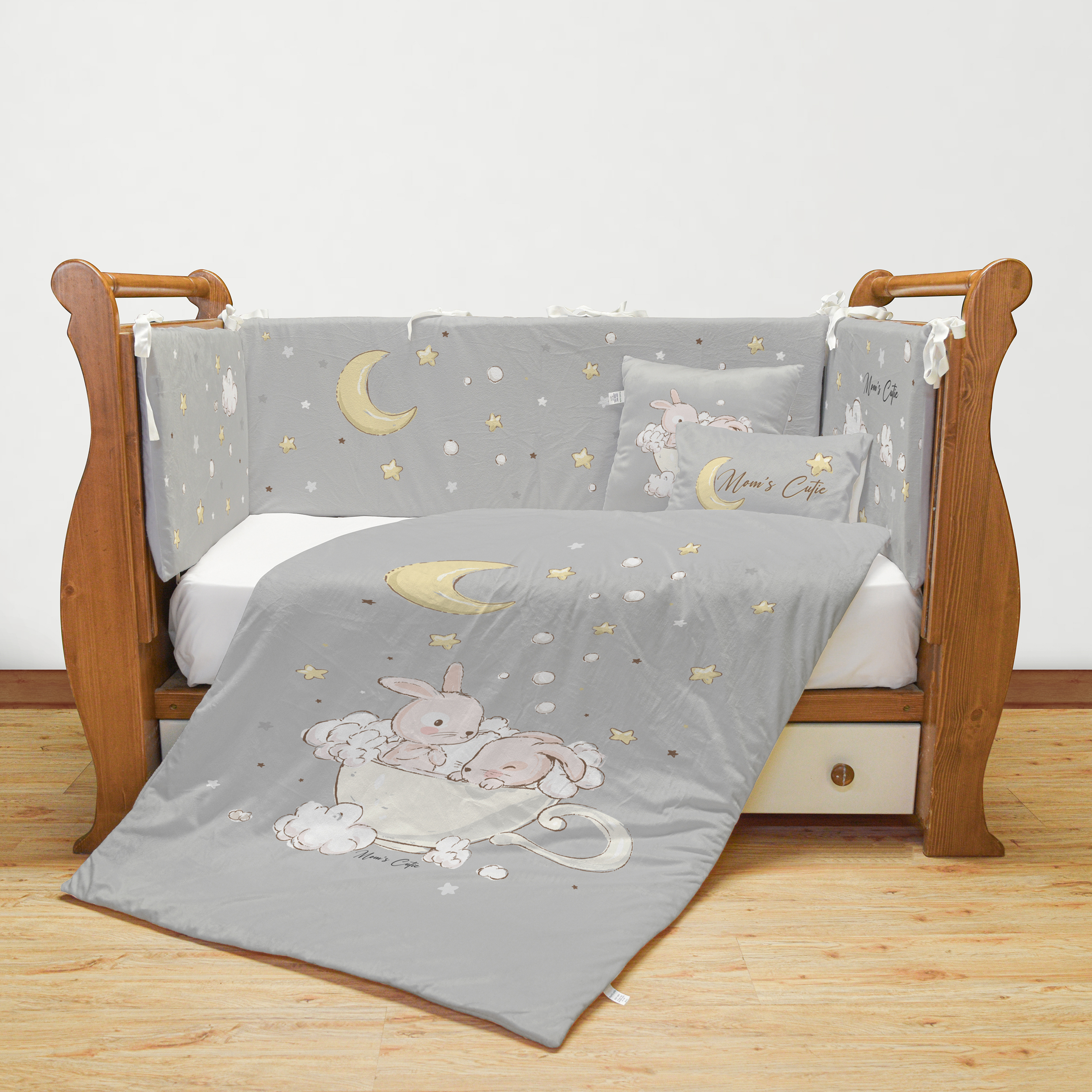 سرویس روتختی 7 تکه کودک مامزکیوتی مدل خرگوش و ماه SK83