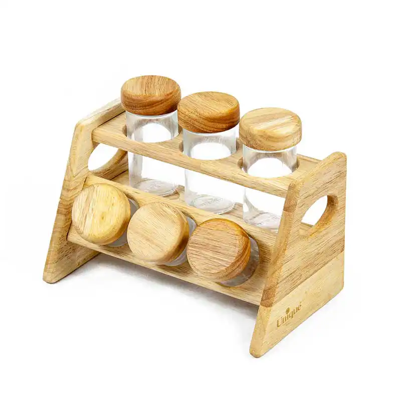 ست جا ادویه 6 پارچه مدل NE  چوبی