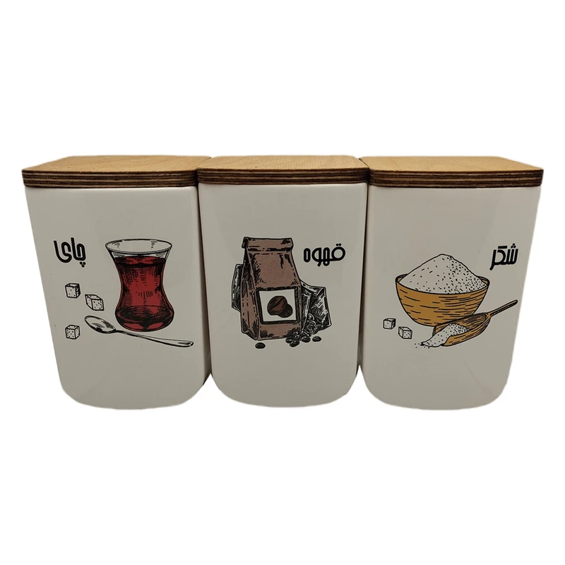 بانکه مدل پانیذ طرح چای و قهوه و شکر کد 024 مجموعه 3 عددی