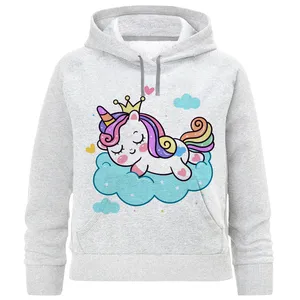 هودی دخترانه مدل تکشاخ و ابر F1017