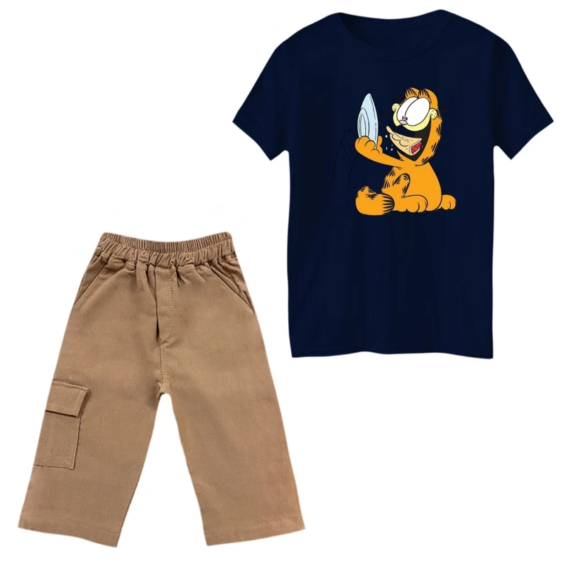 ست تی‌شرت و شلوارک پسرانه مدل گارفیلد کد 12