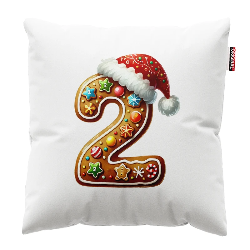 کوسن پاد آفرین مدل کریسمس طرح عدد دو کد PK302715 سایز 30*30 سانتی متر 