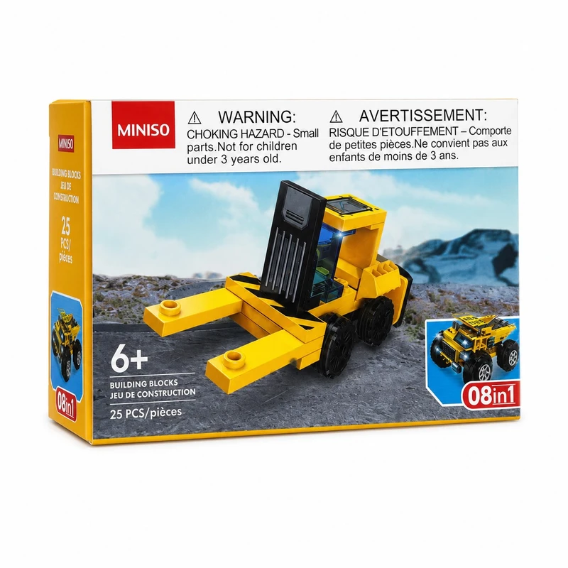 ساختنی 25 تکه مینیسو مدل Construction Vehicles Building Blocks طرح لیفتراک 