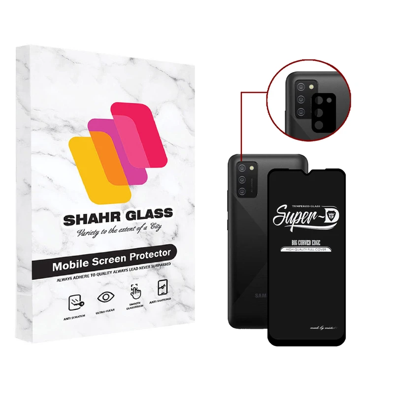 محافظ لنز دوربین شهر گلس مدل 2SFA مناسب برای گوشی موبایل سامسونگ Galaxy A03s به همراه محافظ صفحه نمایش