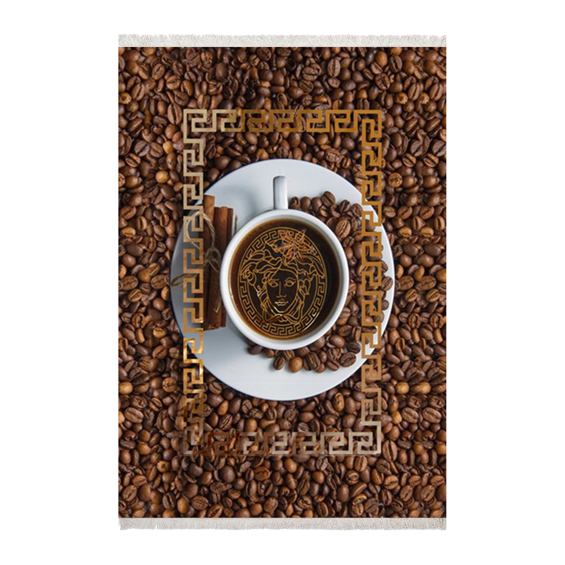 فرش ماشینی زانیس مدل مدرن طرح طلاکوب زمینه قهوه ای