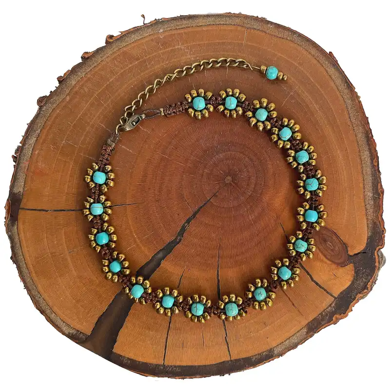 پابند زنانه دل تافته مدل چرمی فیروزه کد A27