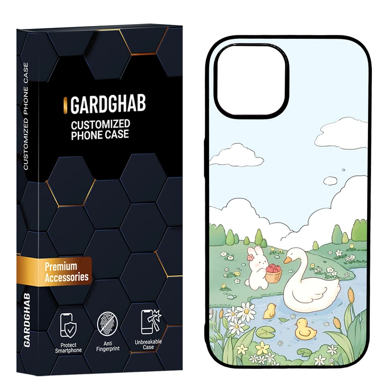 کاور گارد قاب مدل دور ژله ای پشت گلس فانتزی مناسب برای گوشی موبایل اپل iPhone 15 