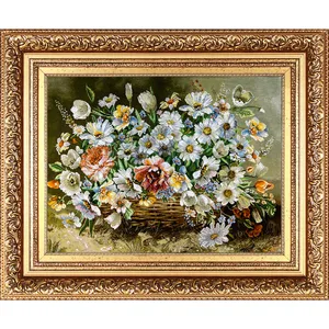 تابلو فرش دستباف فرش میرنظامی مدل دسته گل عرضی کد 882