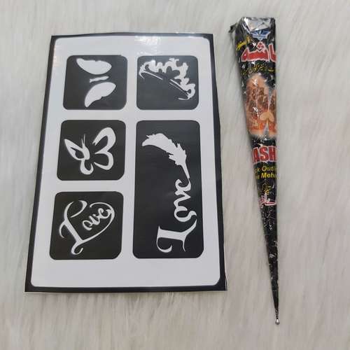 حنا طراحی و شابلون تتو موقت مدل hasha119 مجموعه 6 عددی