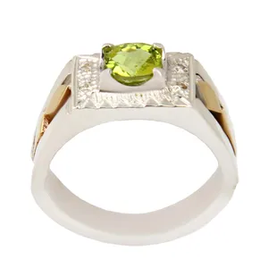 انگشتر نقره مردانه مدل سنگ زبرجد اصل رکاب رادیوم کد AM_2427