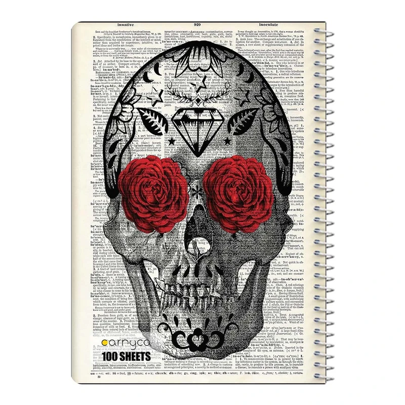 دفتر شطرنجی 100 برگ سیمی کارنیکا طرح روزنامه وینتج اسکلت Vintage Newspaper Skeleton کد 79232