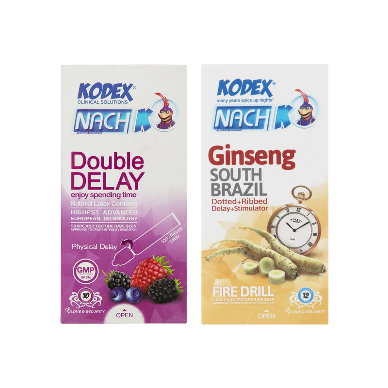 کاندوم  ناچ کدکس مدل Ginseng بسته 12 عددی به همراه کاندوم مدل Double Delay بسته 10 عددی