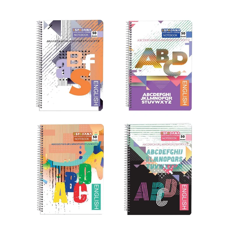 دفتر زبان 50 برگ اسپادانا مدل دو خط کد 5602379 مجموعه 4 عددی