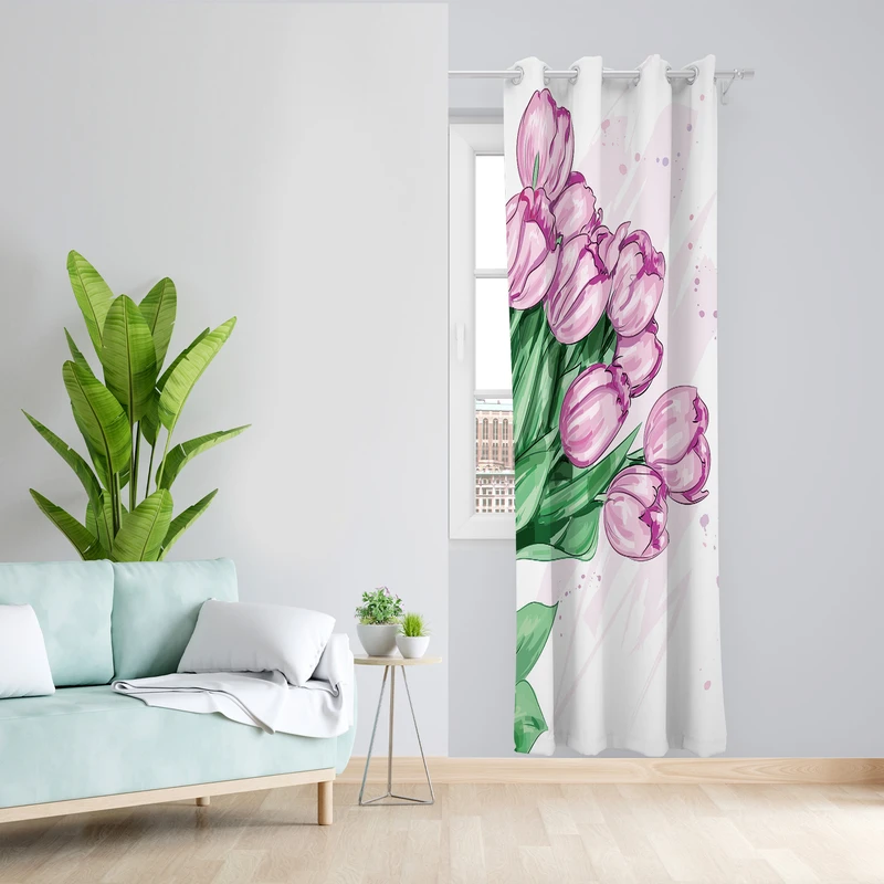 پرده طرح گل مدل مخمل پانچی کد L 2363 Z سایز 140x200 سانتی متر