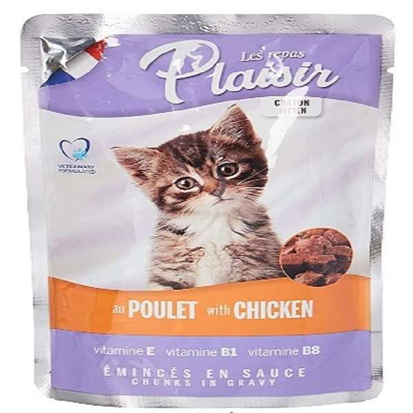  غذای پوچ بچه گربه پلازیر مدل Chicken in gravy وزن 100 گرم 