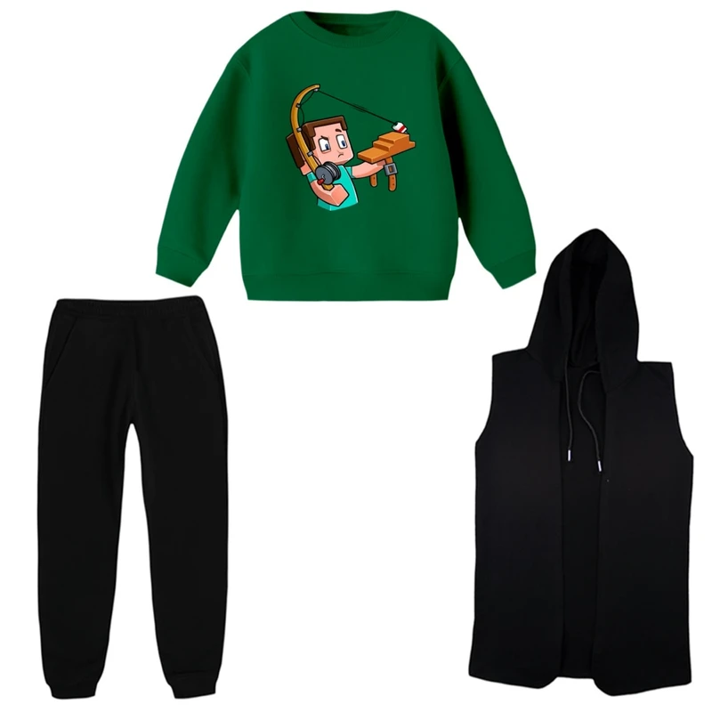 ست 3 تکه لباس راحتی بچگانه مدل ماینکرفت کد 09