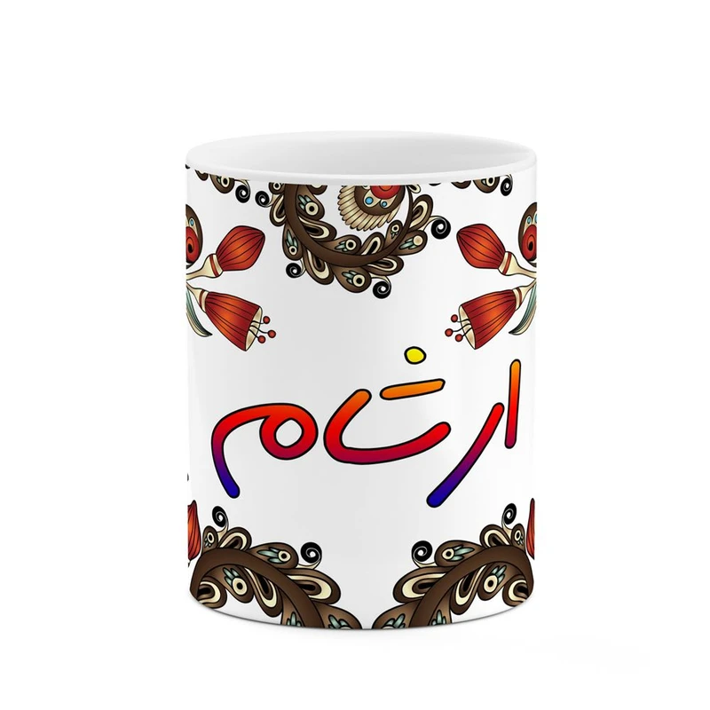 ماگ کاکتی مدل اسم ارشام طرح سنتی گل و بته کد mgh43458