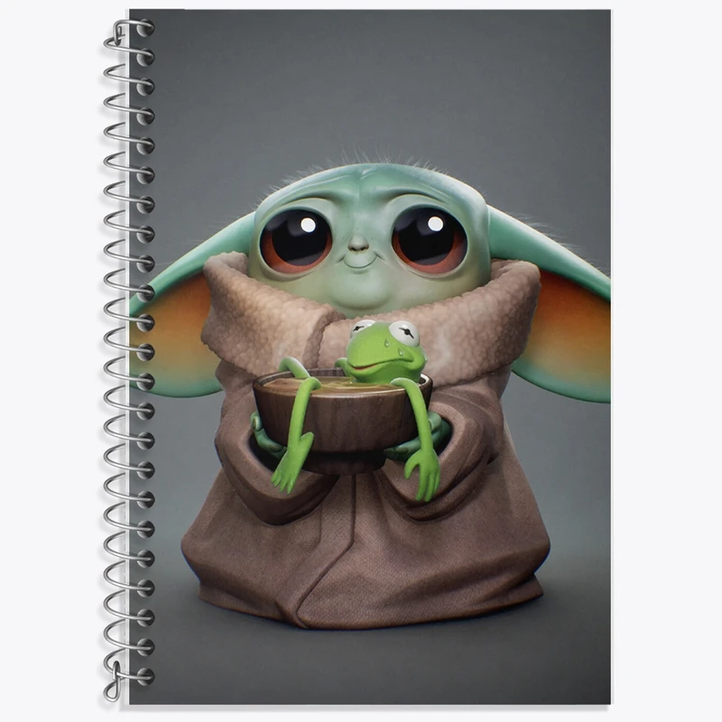 دفتر زبان 50 برگ خندالو مدل دو خط طرح بیبی یودا کد F1209