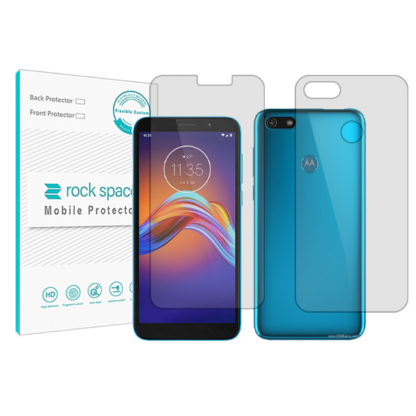 محافظ صفحه نمایش شفاف راک اسپیس مدل HyGEL مناسب برای گوشی موبایل موتورولا Moto E6 Play به همراه محافظ پشت گوشی