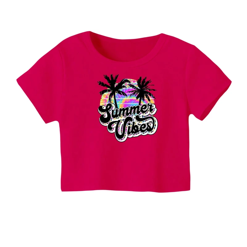 کراپ‌ تی‌شرت آستین کوتاه زنانه مدل نخل