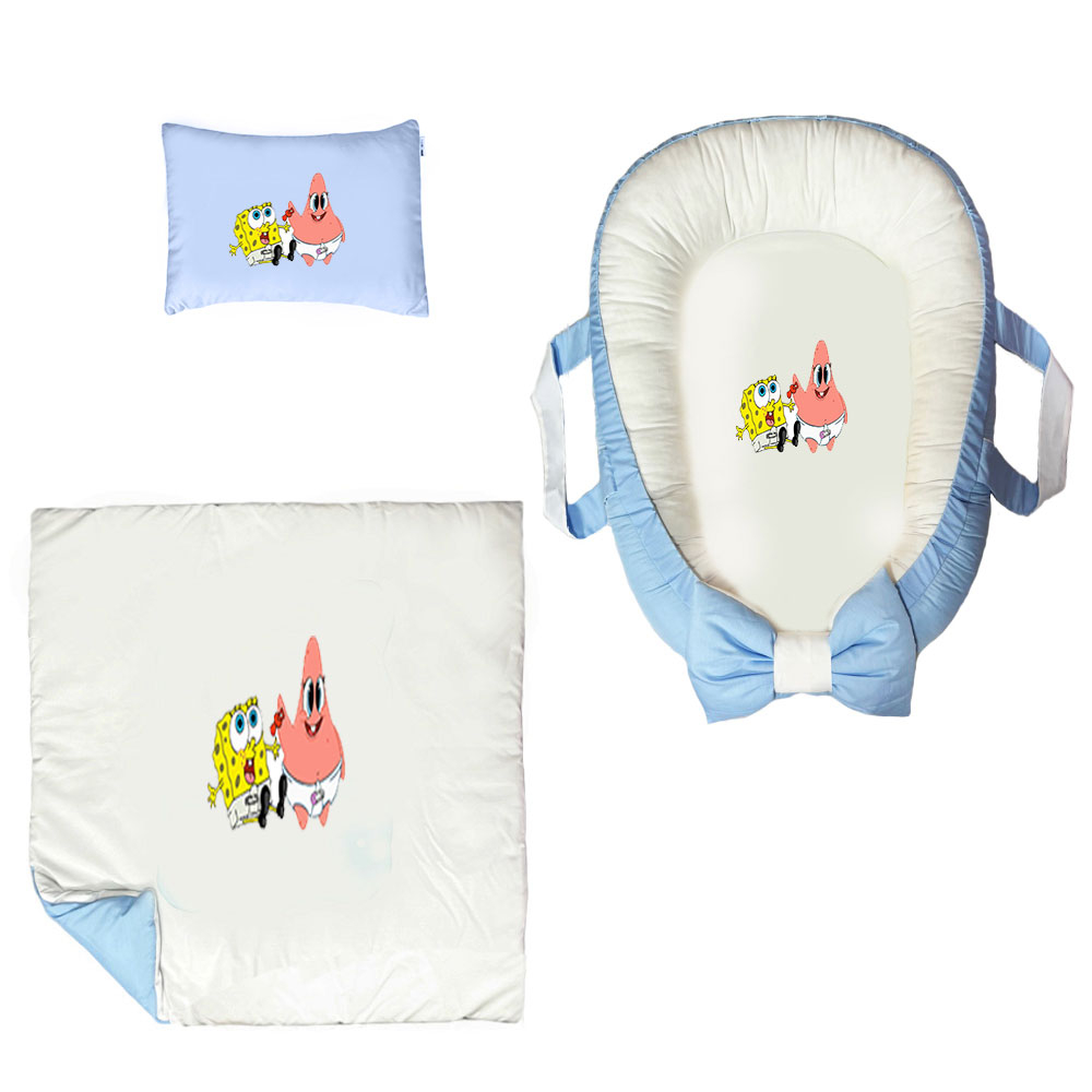سرویس خواب سه تکه نوزاد ناریکو مدل گارد محافظ دار طرح باب اسفنجی کد 071