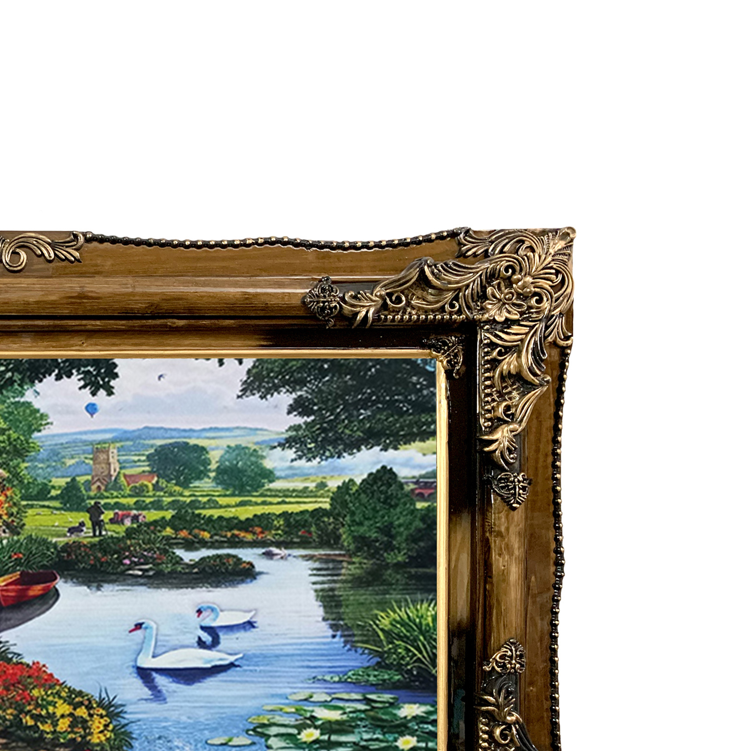 تابلو فرش ماشینی طرح دستبافت مدل برکه و قو کد 8596