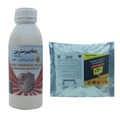 پودر و مایع حشره کش و سوسک کش سایپرمترین مدل گلسم P1.M1 وزن 2 کیلوگرم مجموعه 2 عددی