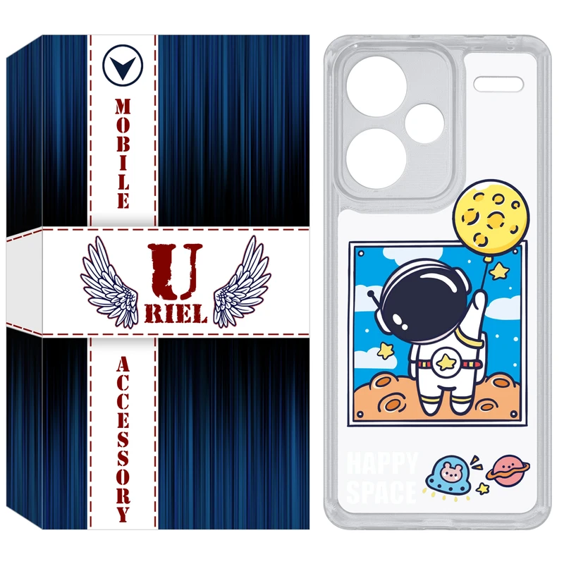 کاور یوریل مدل Clear کد 7 طرح فضانورد مناسب برای گوشی موبایل شیائومی Redmi Note 13 Pro Plus