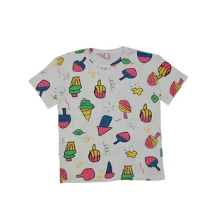 تی شرت آستین کوتاه زنانه  طرح بستنی رنگ سفید