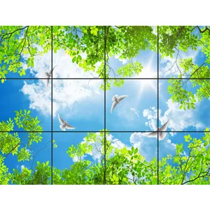 تایل سقفی آسمان مجازی طرح بهار و پرواز کبوتر کد 120 سایز 60x60 سانتی متر مجموعه 12 عددی