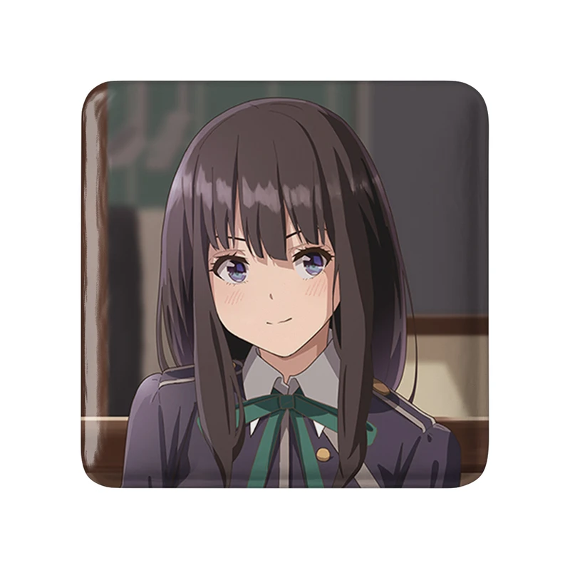 مگنت خندالو طرح تاکینا انیمه لیکوریس ریکویل Lycoris Recoil  مدل مربعی کد 23069