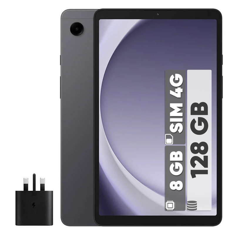 تبلت 8.7 اینچ سامسونگ مدل Galaxy Tab A9 4G ظرفیت 128 گیگابایت و رم 8 گیگابایت همراه با شارژر