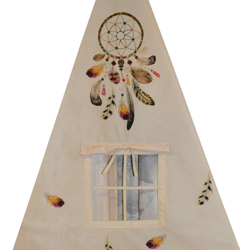 چادر بازی کودک مدل سرخپوستی طرح حیوانات کد PT507 به همراه کوسن