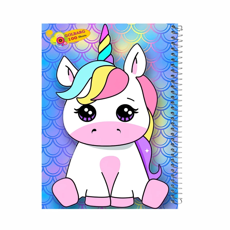 دفتر مشق 100 برگ گلبرگ طرح یونیکورن کد 100748