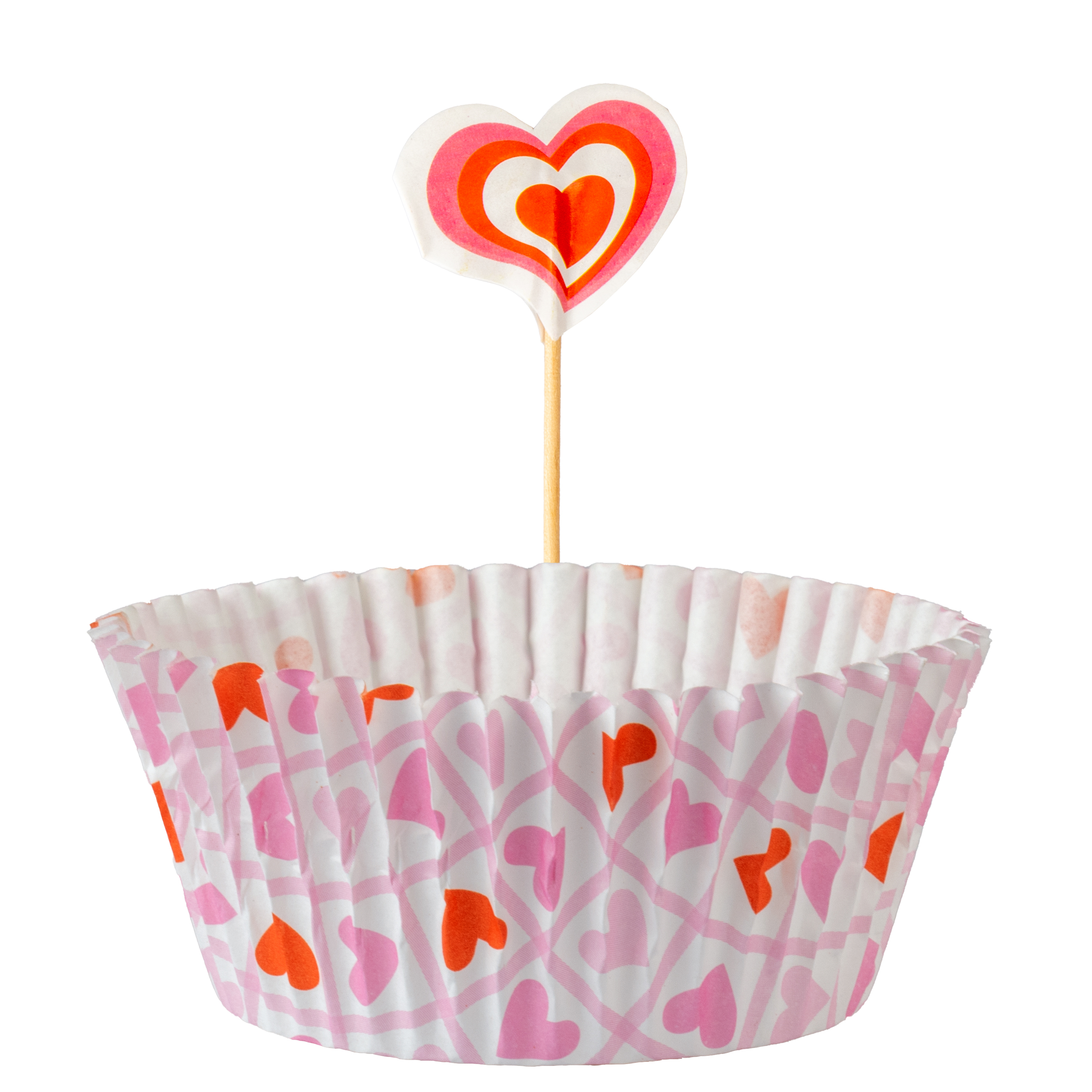 کپسول کاپ کیک مدل قلب بسته 24 عددی به همراه تاپر 