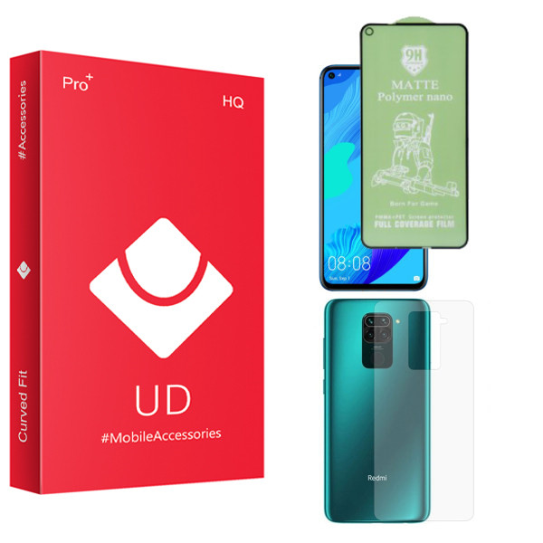 محافظ صفحه نمایش سرامیکی یو دی مدل HQ مناسب برای گوشی موبایل شیائومی Redmi Note 9 به همراه محافظ پشت گوشی