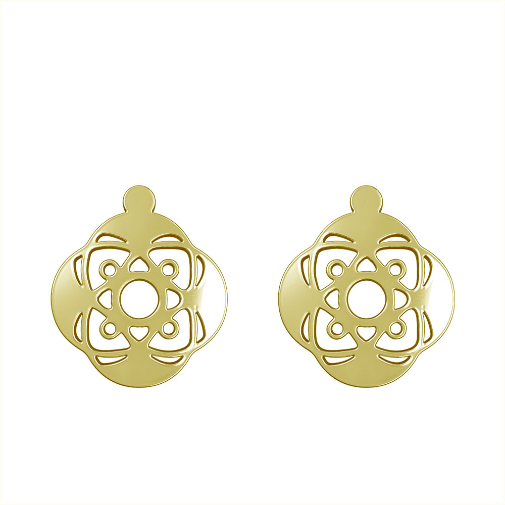 گوشواره طلا 18 عیار زنانه مدوپد مدل هندسی کد GA1-11342