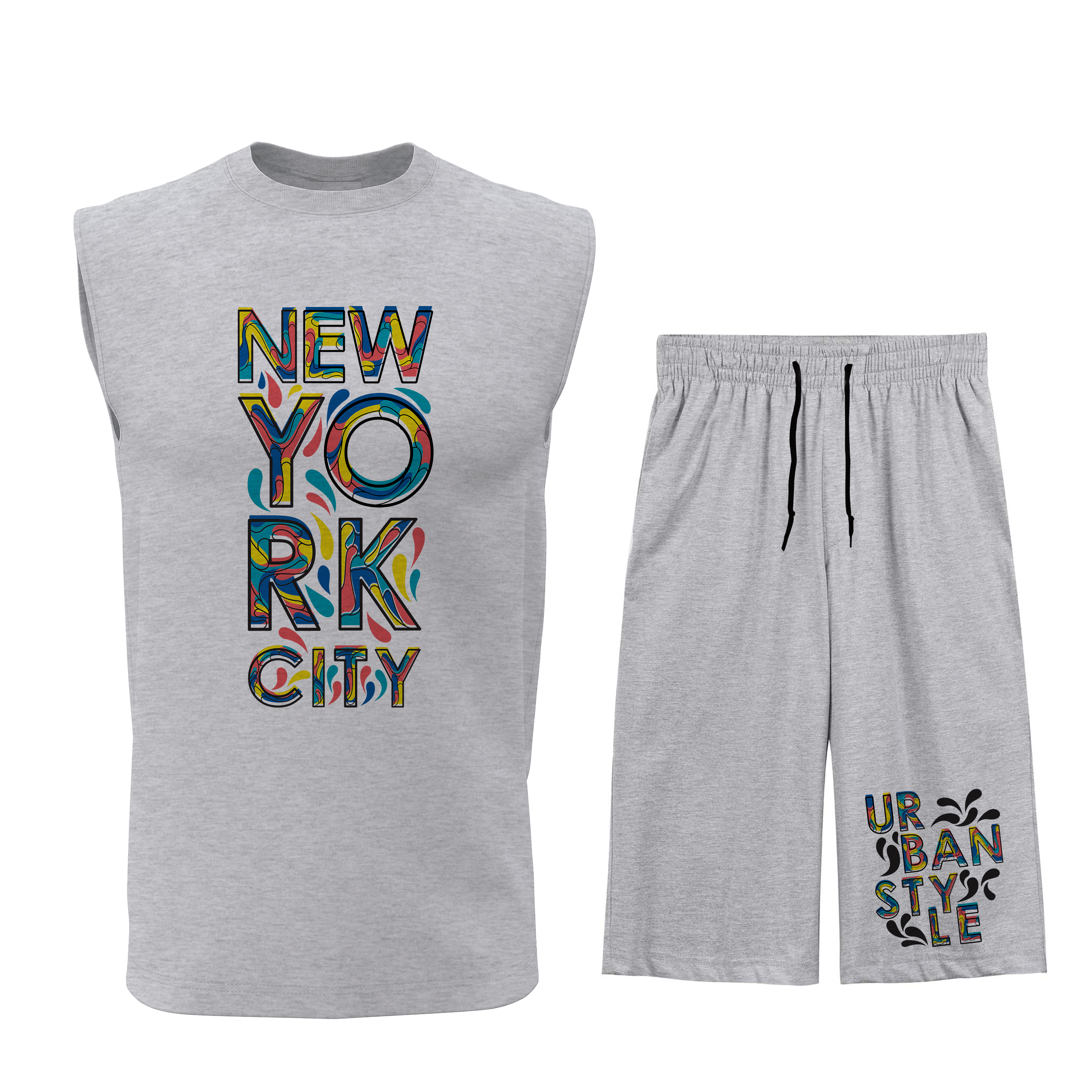 ست تاپ و شلوارک مردانه طرح نیویورک مدل N017G