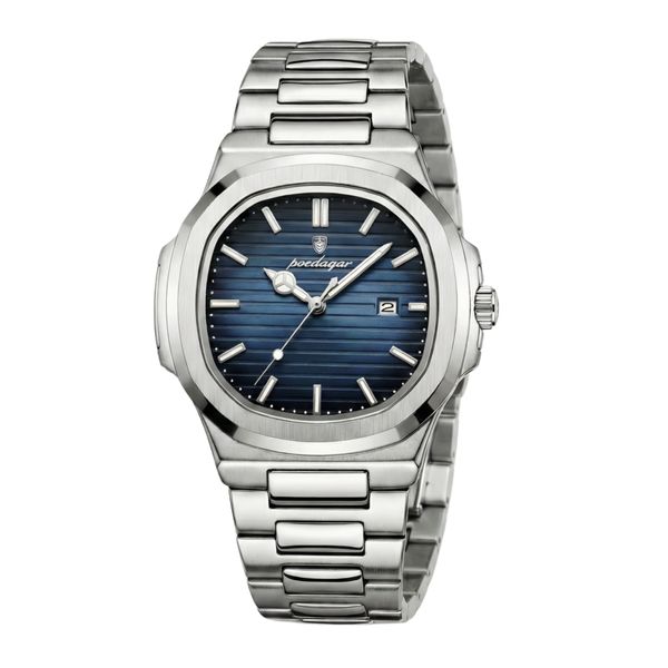 ساعت مچی عقربه‌ای کوارتز مردانه پوداگار مدل ناتیلوس اسپرت تک موتوره بند استیل دیت جاست قفل مخفی کد P3